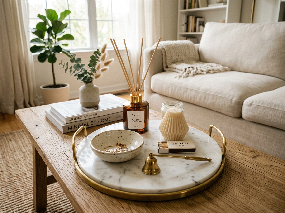Tray coffee table styling