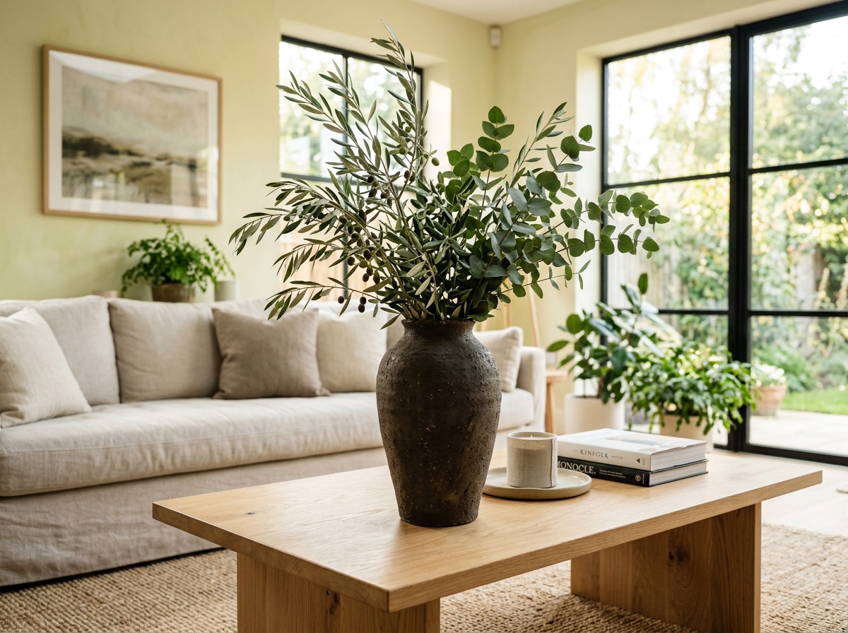 Botanical vase on coffee table