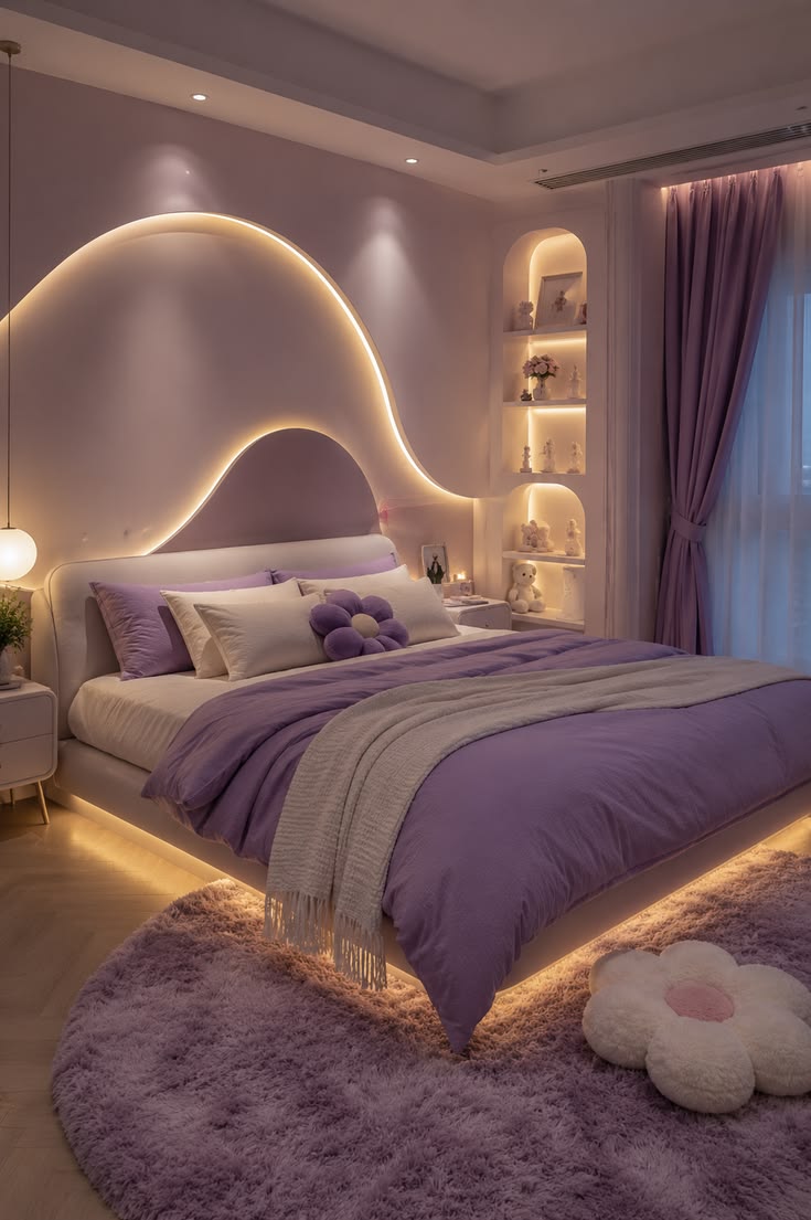 Lavender themed bedroom decor
