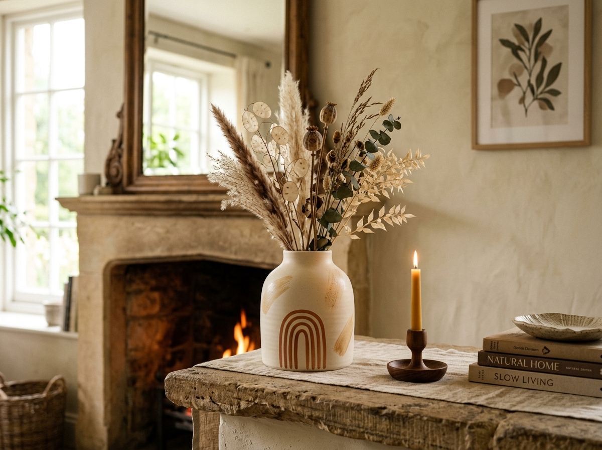 Modern Boho Terracotta Arches Painted Vase